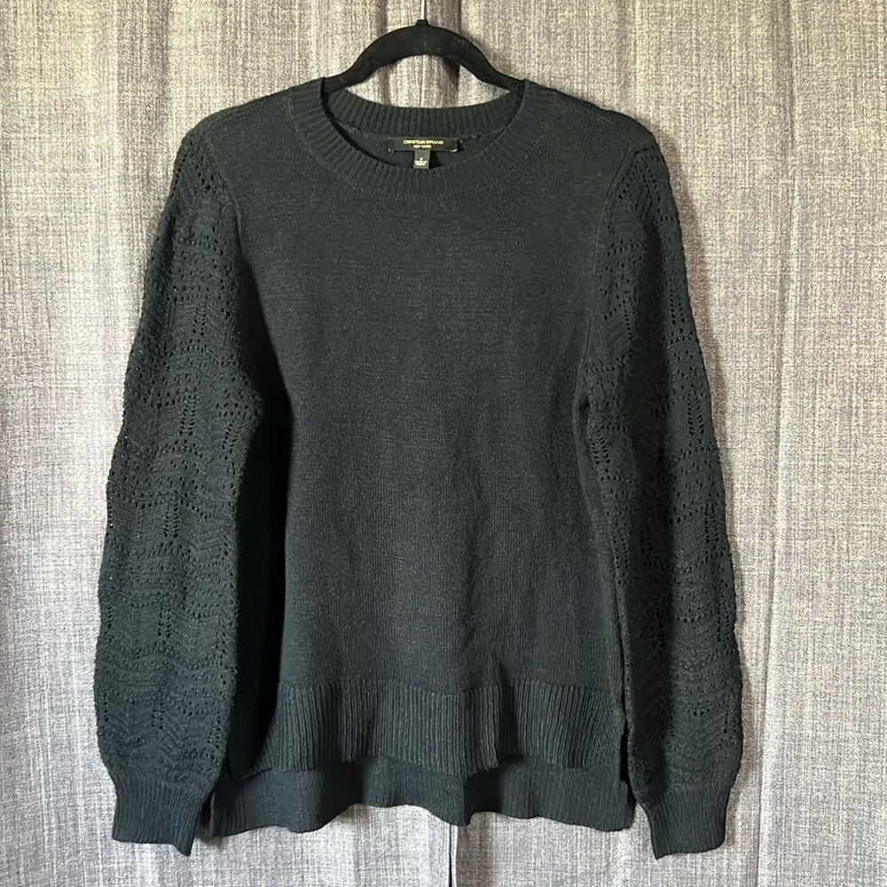 Christian Siriano New York black sweater with crochet sleeves size small